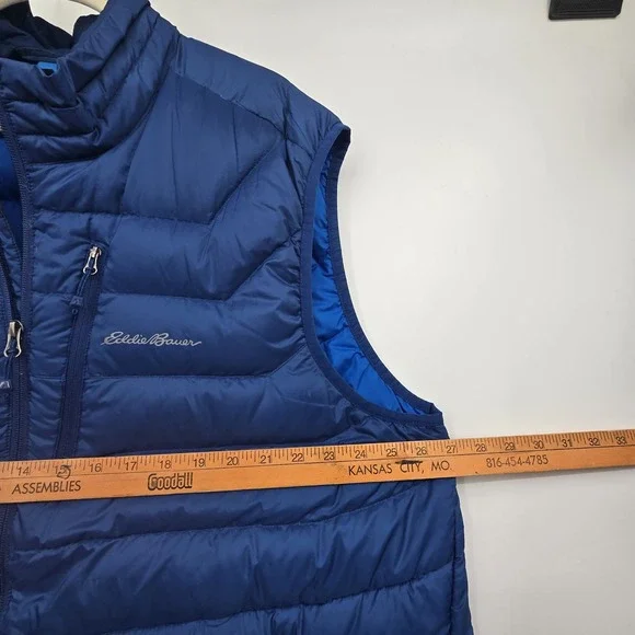 Eddie Bauer STORMDOWN 800 Down Puffer Vest Men's 2XL Blue Full Zip Pockets Warm - Picture 6 of 16